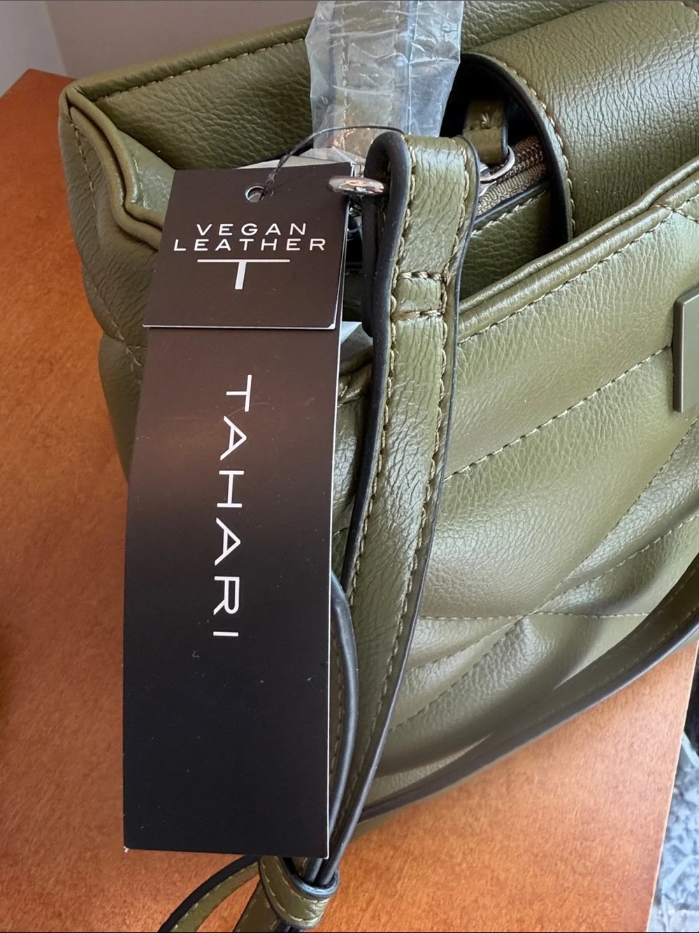 Tahari Olive Quilted Crossbody with Adjustable Strap